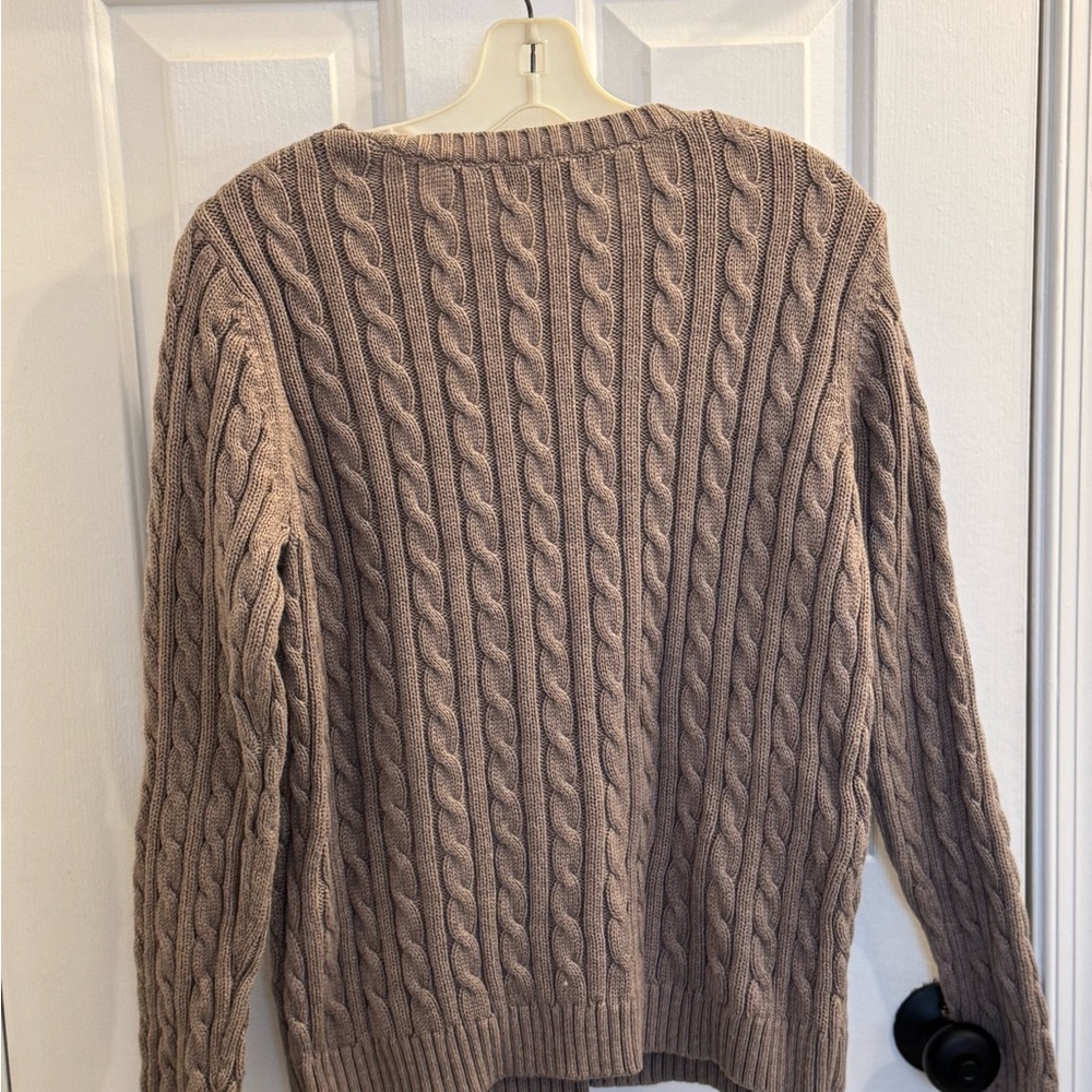 Lands' End Women's Cable Knit Sweater - Brown - Picture 4 of 5
